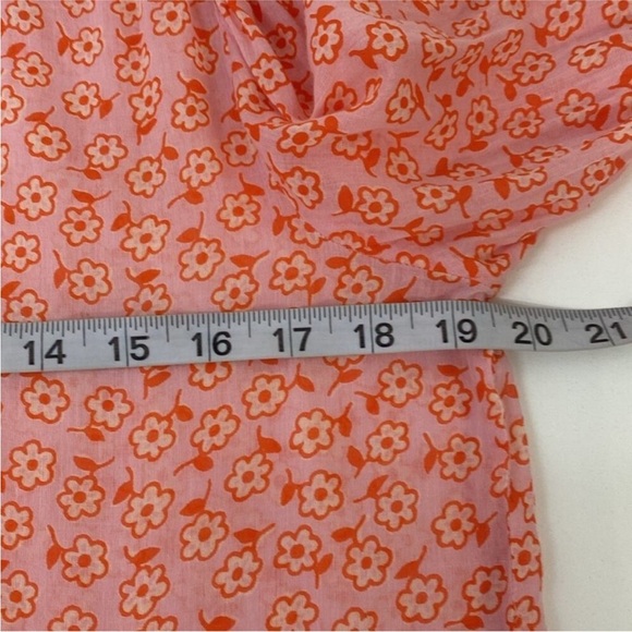 Banjanan Coral Pink Floral Ruffle Button-Front Blouse - Picture 6 of 8